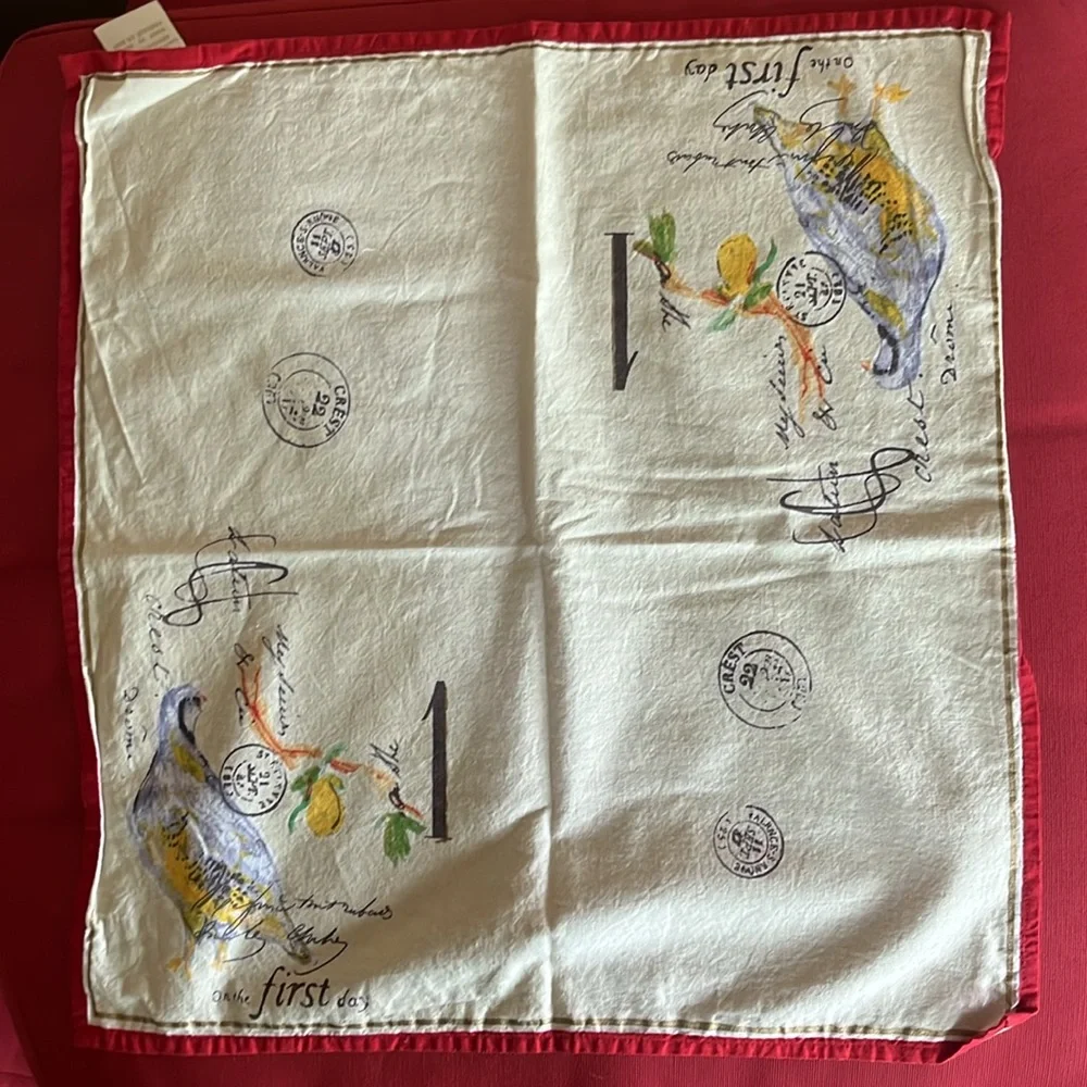WILLIAMS-SONOMA 12 Days of Christmas cotton napkins